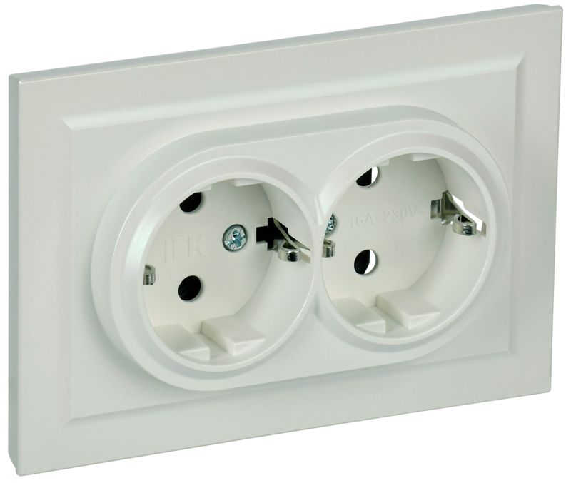 BR-R21-16-K36-F_1.jpeg Розетка 2-м СП BRITE РС12-3-БрЖ 16А в сборе с заземл. без защ. шторок жемчуж. IEK BR-R21-16-K36-F — изображение 1