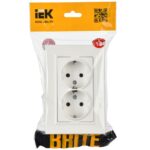 Розетка 2-м СП BRITE РСш12-3-БрБ 16А в сборе с заземл. защ. шторки бел. IEK BR-R24-16-K01-F — изображение 6
