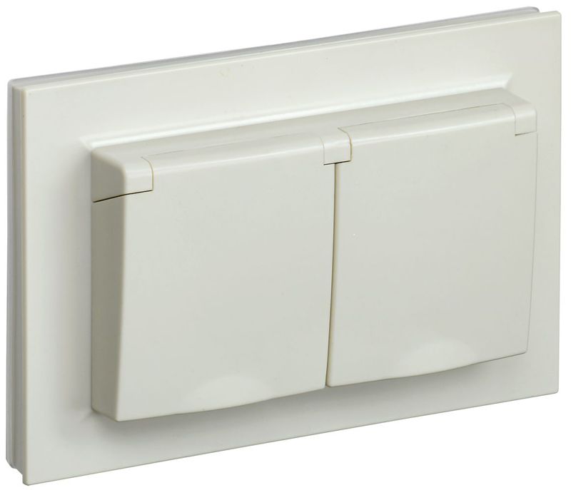 BR-R26-16-44-K10-F_1.jpeg Розетка 2-м СП BRITE РСбш12-3-44-БрКр 16А в сборе IP44 с крышкой беж. IEK BR-R26-16-44-K10-F — изображение 1