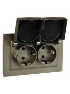 Розетка 2-м СП BRITE РСбш12-3-44-БрШ 16А в сборе IP44 с крышкой шампань IEK BR-R26-16-44-K37-F — изображение 5