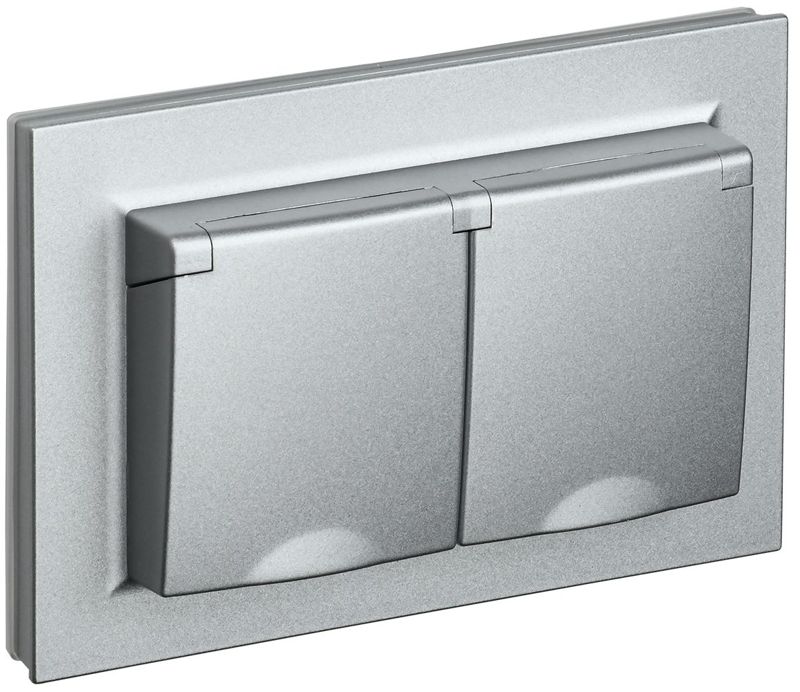 BR-R26-16-44-K47-F_1.jpeg Розетка 2-м СП BRITE РСбш12-3-44-БрА 16А в сборе IP44 с крышкой алюм. IEK BR-R26-16-44-K47-F — изображение 1