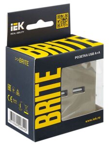 Розетка BRITE USB A+A 3.1А РЮ10-1-БрШ механизм шампань IEK BR-U21-D31-K37 — изображение 6