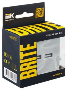 Розетка BRITE USB A+A 3.1А РЮ10-1-БрА механизм алюм. IEK BR-U21-D31-K47 — изображение 6