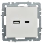 Розетка BRITE USB A+C 18Вт РЮ11-1-БрБ механизм бел. IEK BR-U22-018-K01 — изображение 2