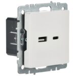 Розетка BRITE USB A+C 18Вт РЮ11-1-БрБ механизм бел. IEK BR-U22-018-K01 — изображение 4