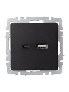 Розетка BRITE USB A+C 18Вт РЮ11-1-БрЧ механизм черн. IEK BR-U22-018-K02 — изображение 7