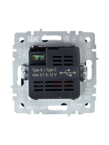 Розетка BRITE USB A+C 18Вт РЮ11-1-БрЧ механизм черн. IEK BR-U22-018-K02 — изображение 8