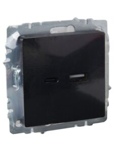 Розетка BRITE USB A+C 18Вт РЮ11-1-БрЧ механизм черн. IEK BR-U22-018-K02 — изображение 5