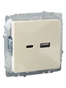 Розетка BRITE USB A+C 18Вт РЮ11-1-БрКр механизм беж. IEK BR-U22-018-K10 — изображение 3