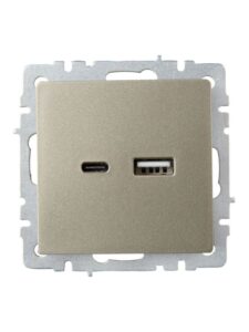 Розетка BRITE USB A+C 18Вт РЮ11-1-БрШ механизм шампань IEK BR-U22-018-K37 — изображение 7