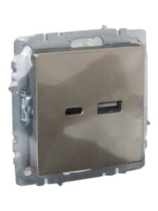 Розетка BRITE USB A+C 18Вт РЮ11-1-БрШ механизм шампань IEK BR-U22-018-K37 — изображение 5