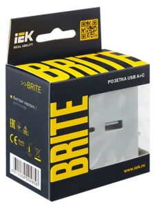 Розетка BRITE USB A+C 18Вт РЮ11-1-БрА механизм алюм. IEK BR-U22-018-K47 — изображение 6