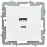 Розетка СП BRITE РЮ11-2-БрАБ USB A+C 45Вт высокоскор. заряд. арктич. бел. IEK BR-U22-045-K91 — изображение 4