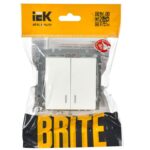 Выключатель 2-кл. СП BRITE ВС10-2-1-БрБ 10А с индик. механизм бел. IEK BR-V20-1-10-K01 — изображение 6