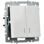 Выключатель 2-кл. СП BRITE ВС10-2-1-БрБ 10А с индик. механизм бел. IEK BR-V20-1-10-K01 — изображение 4