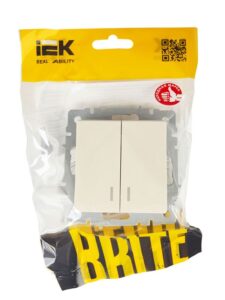 Выключатель 2-кл. СП BRITE ВС10-2-1-БрКр 10А с индик. механизм беж. IEK BR-V20-1-10-K10 — изображение 5