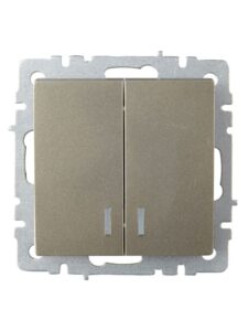 Выключатель 2-кл. СП BRITE ВС10-2-1-БрШ 10А с индик. механизм шампань IEK BR-V20-1-10-K37 — изображение 6