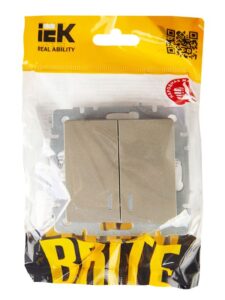 Выключатель 2-кл. СП BRITE ВС10-2-1-БрШ 10А с индик. механизм шампань IEK BR-V20-1-10-K37 — изображение 5