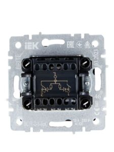 Выключатель 2-кл. СП BRITE ВС10-2-1-БрС 10А с индик. механизм сталь IEK BR-V20-1-10-K46 — изображение 5