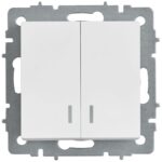 Выключатель 2-кл. СП BRITE ВС10-2-1-БрАБ 10А с индикацией механизм арктич. бел. IEK BR-V20-1-10-K91 — изображение 4