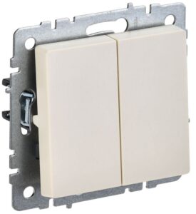 Выключатель проходной 2-кл. СП BRITE ВС10-2-6-БрКр 10А механизм беж. IEK BR-V22-0-10-K10