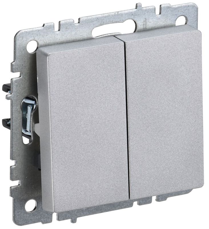 BR-V22-0-10-K47_1.jpeg Выключатель проходной 2-кл. СП BRITE ВС10-2-6-БрА 10А механизм алюм. IEK BR-V22-0-10-K47 — изображение 1