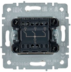 Выключатель 3-кл. СП BRITE ВС10-3-0-БрБ 10А механизм бел. IEK BR-V30-0-10-K01 — изображение 6