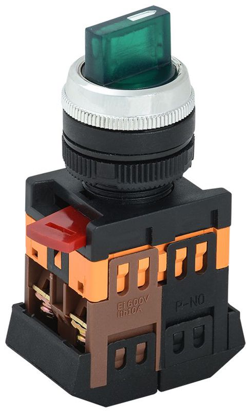 BSW10-ANCLR-3-K06_1.jpeg Переключатель АNСLR-22-3 240В на 3 полож. 1НО+1НЗ зел. GENERICA BSW10-ANCLR-3-K06 — изображение 1