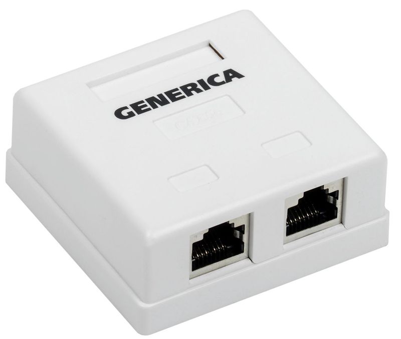 CS2-1C5EF-22-G_1.jpeg Розетка компьютерная 2-м ОП RJ45 кат.5E FTP GENERICA CS2-1C5EF-22-G — изображение 1