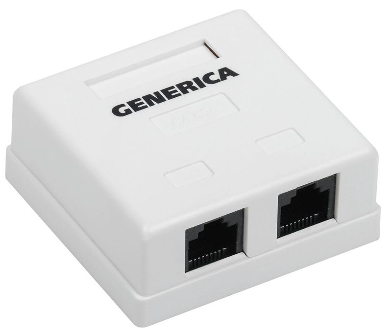 CS2-1C5EU-22-G_1.jpeg Розетка компьютерная 2-м ОП RJ45 кат.5E UTP GENERICA CS2-1C5EU-22-G — изображение 1