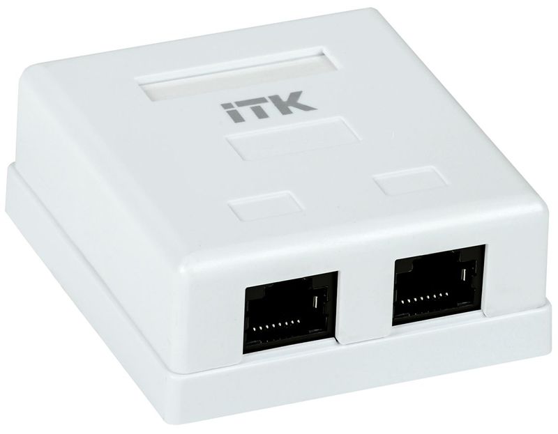 CS2-1C5EU-22_1.jpeg Розетка компьютерная 2-м ОП RJ45 кат.5E UTP ITK CS2-1C5EU-22 — изображение 1