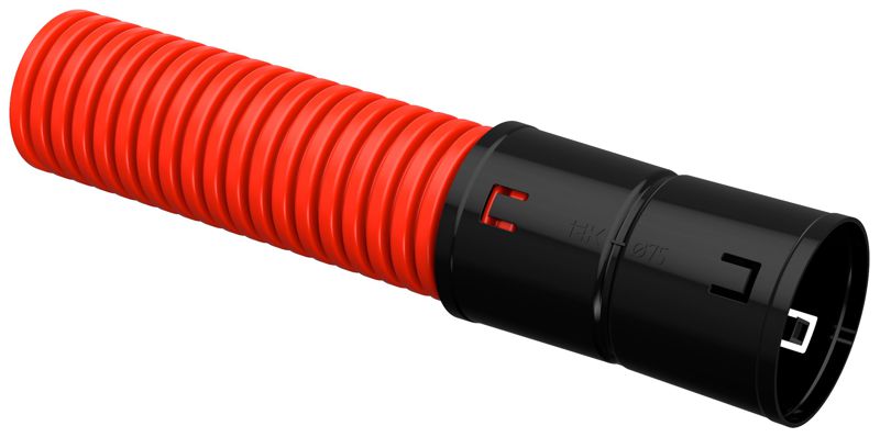 CTG12-075-K04-050-R_1.jpeg Труба гофрированная двустенная ПНД гибкая d75мм с муфтой красн. (уп.50м) IEK CTG12-075-K04-050-R — изображение 1