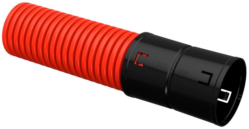 CTG12-090-K04-050-R_1.jpeg Труба гофрированная двустенная ПНД гибкая d90мм с муфтой красн. (уп.50м) IEK CTG12-090-K04-050-R — изображение 1
