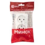 Розетка 2-м ОП Минск 10А IP20 без заземл. бел. Basic EKF EGR10-102-10 — изображение 7