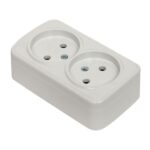 Розетка 2-м ОП Минск 10А IP20 без заземл. бел. Basic EKF EGR10-102-10 — изображение 3