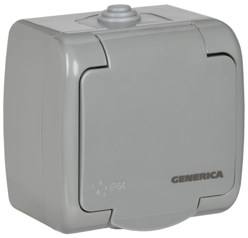 ERA12-K03-16-54_1.jpeg Розетка 1-м ОП AQUATIC РСш12-2-А 16А IP54 с заземл. с крышкой GENERICA ERA12-K03-16-54 — изображение 1