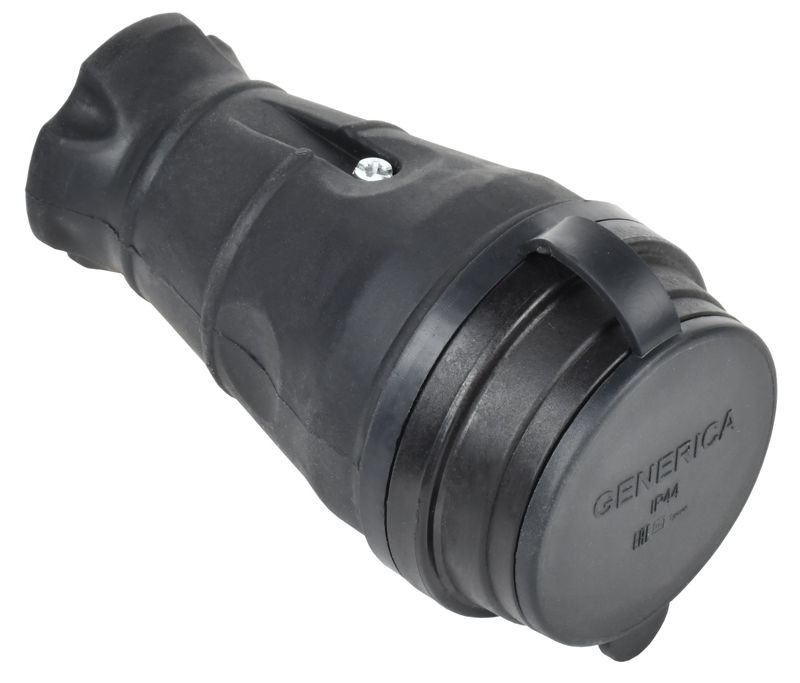 ERK20-016-01-44-K02-G_1.jpeg Колодка удлинителя 1-м 16А IP44 с защ. крышкой каучук черн. GENERICA ERK20-016-01-44-K02-G — изображение 1
