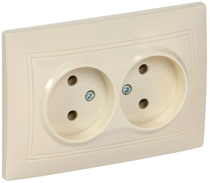 ERK23-K33-10-DM_1.jpeg Розетка 2-м СП Кварта 10А IP20 без заземл. без защ. шторок крем. GENERICA ERK23-K33-10-DM — изображение 1