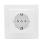 Розетка 1-м СП Минск 16А IP20 с заземл. защ. шторки бел. Basic EKF ERR16-028-100