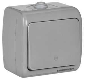 Выключатель проходной 1-кл. 1п ОП AQUATIC ВС-20-1-2-А 10А IP54 GENERICA EVA12-K03-10-54