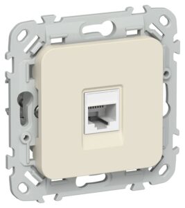 Розетка компьютерная СП FLITE РК5е-1-0-ФлСл RJ45 кат.5E UTP механизм сливочный IEK FI-K12-1-K86