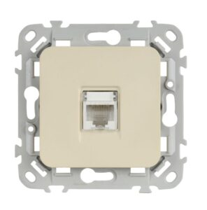 Розетка компьютерная СП FLITE РК5е-1-0-ФлСл RJ45 кат.5E UTP механизм сливочный IEK FI-K12-1-K86 — изображение 4