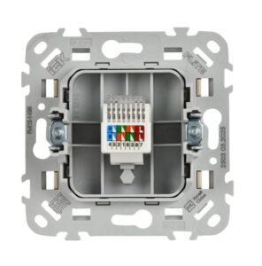 Розетка компьютерная СП FLITE РК5е-1-0-ФлСл RJ45 кат.5E UTP механизм сливочный IEK FI-K12-1-K86 — изображение 2