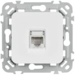 Розетка компьютерная СП FLITE РК6-1-0-ФлБ RJ45 кат.6 UTP механизм бел. IEK FI-K12-2-K01 — изображение 4