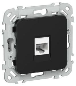 Розетка компьютерная СП FLITE РК6-1-0-ФлЧ RJ45 кат.6 UTP механизм черн. IEK FI-K12-2-K02