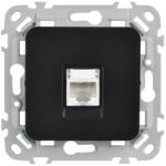 Розетка компьютерная СП FLITE РК6-1-0-ФлЧ RJ45 кат.6 UTP механизм черн. IEK FI-K12-2-K02 — изображение 4