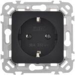 Розетка СП FLITE РС11-1-ФлЧ 16А с заземл. без защ. шторок безвинтовое крепление механизм черн. IEK FI-R11-16-1-K02 — изображение 4