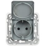 Розетка СП FLITE РСшкр11-1-44-ФлС 16А IP44 с заземл. с защ. шторками и крышкой безвинтовое крепление механизм сер. IEK FI-R16-16-1-44-K03 — изображение 6