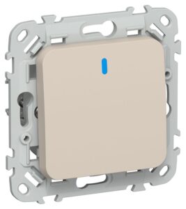 Выключатель проходной 1-кл. СП FLITE ВС61-1-1-ФлЛ 10А с индикацией механизм льняной IEK FI-V12-1-10-1-K88