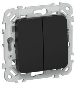 Выключатель проходной 2-кл. СП FLITE ВС62-1-0-ФлЧ 10А механизм черн. IEK FI-V22-0-10-1-K02